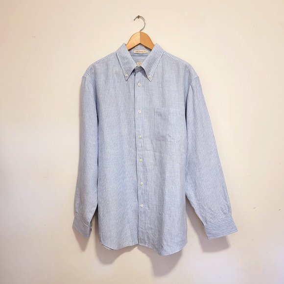 Parisian Signature Other - LINEN Men's Shirt Parisian Pale Blue Stripe L